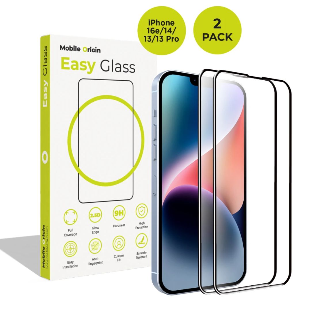 Mobile Origin EasyGlass for iPhone 16e/14/13/13 Pro 2 pack