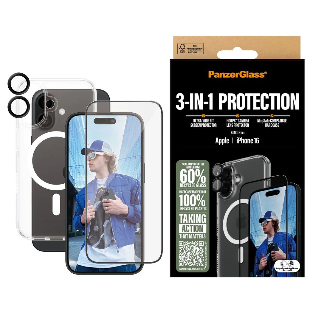 PanzerGlass 3-in-1 Protection Bundle for iPhone 16