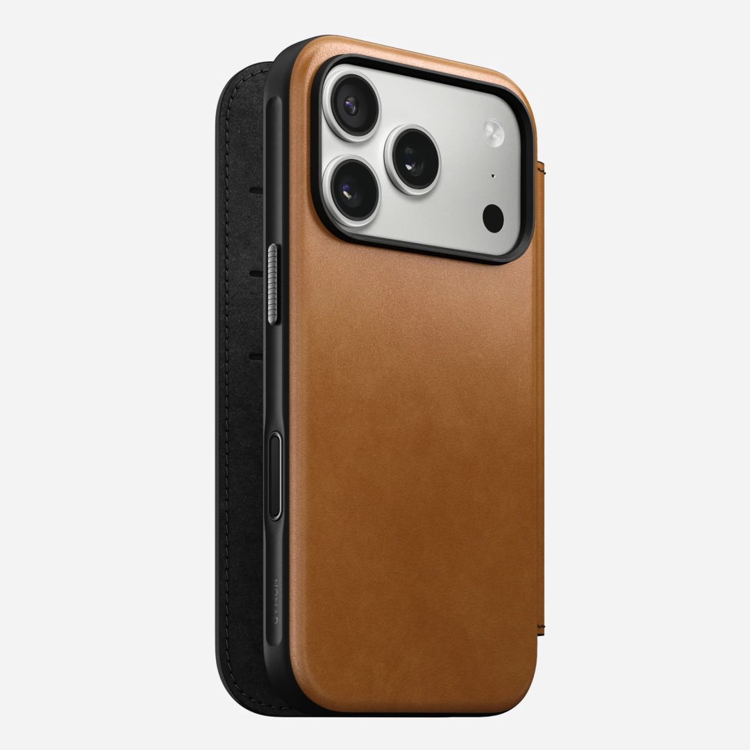 Nomad Modern Leather Folio case for iPhone 17 Pro English Tan