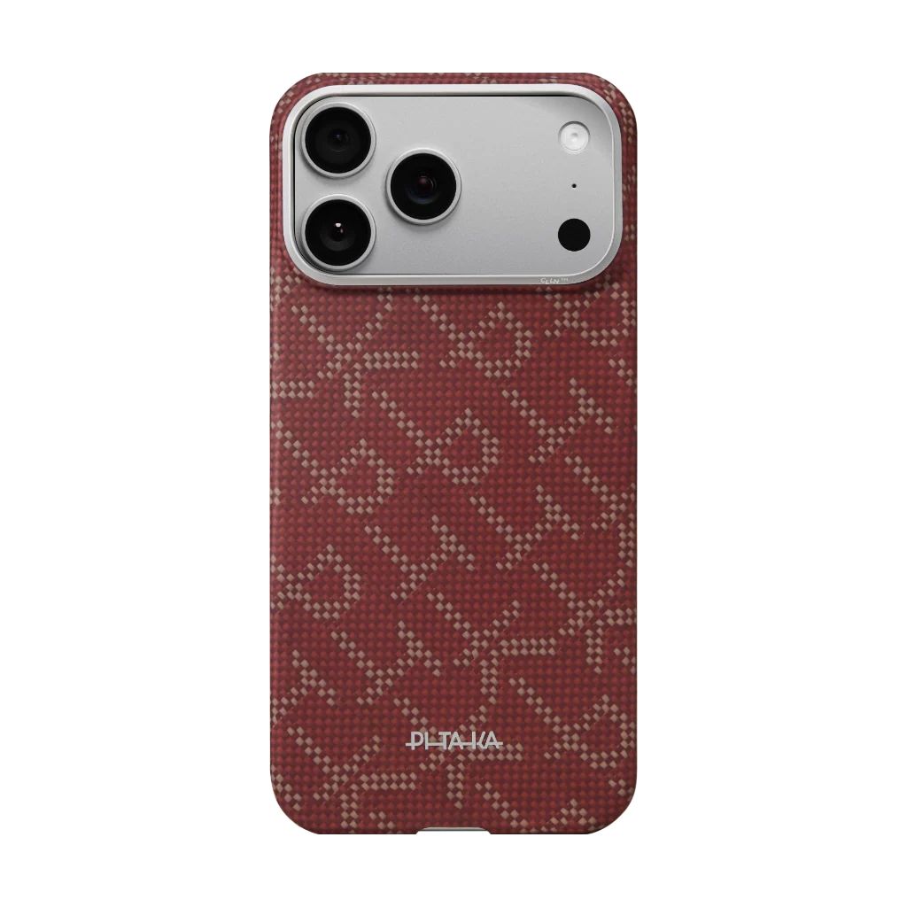 Pitaka Ultra-Slim Case for iPhone 17 Pro Max Monogram-Gold/Red