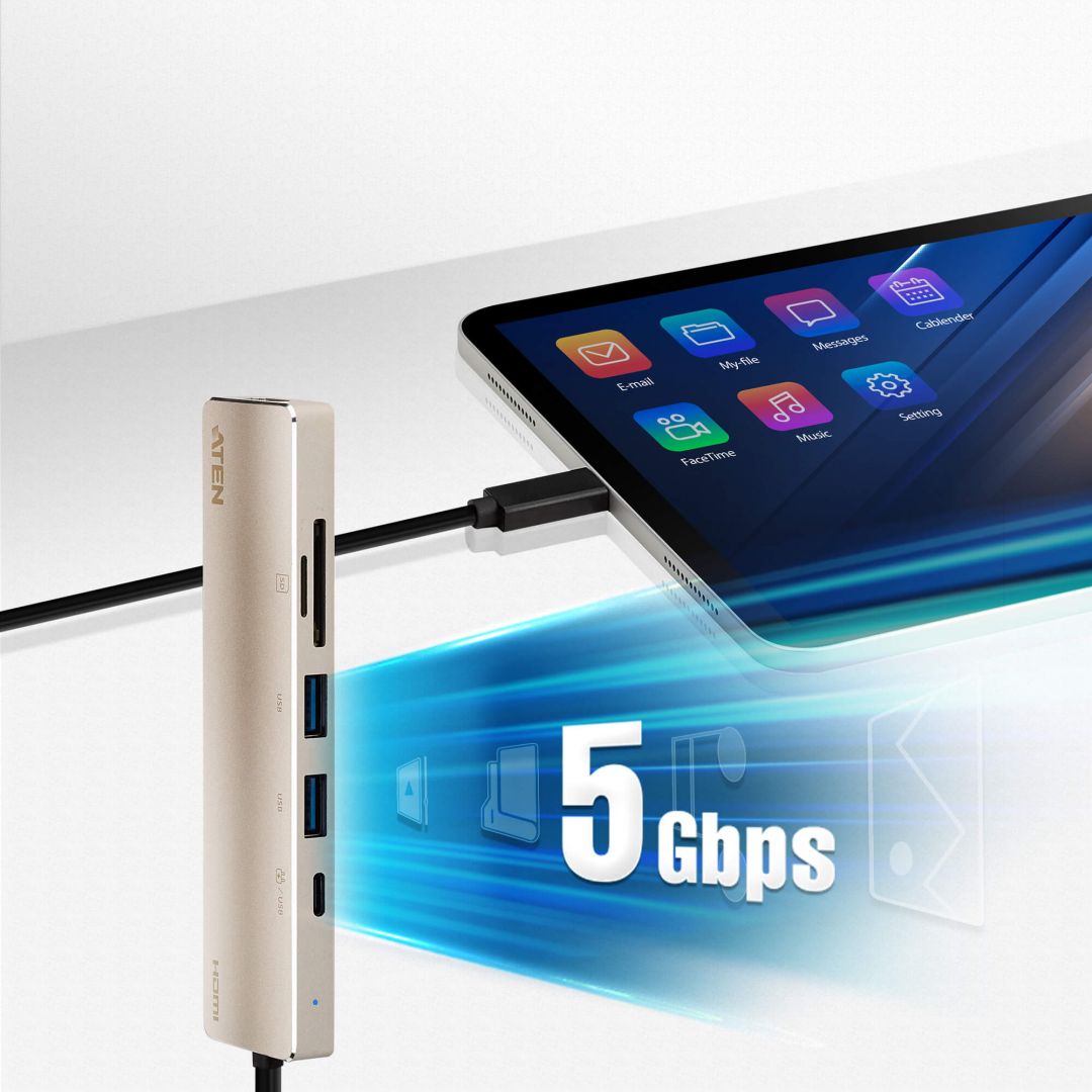 ATEN UH3239 USB-C Multiport mini Dock with Power Pass-Through