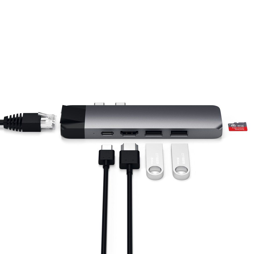 Satechi Type-C Pro Hub Adapter with Ethernet Space Gray