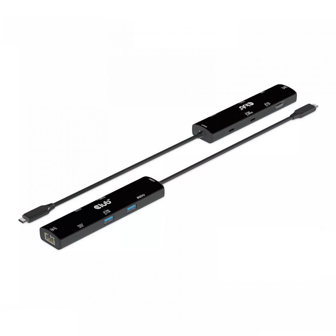 Club3D USB4 Gen3x2 Type-C 6-in-1 Hub with HDMI 8K60Hz or 4K120Hz 2xUSB Type-A(10G) Ethernet RJ45(2.5G) and 2xUSB Type-C 1x Data(10G) and 1xPD3.0 charging 100 watt