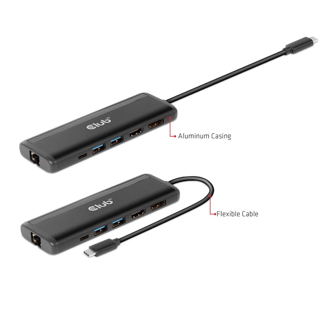 Club3D USB Gen 1 Type-C 8-in-1 MST Dual 4K60Hz Display Travel Dock