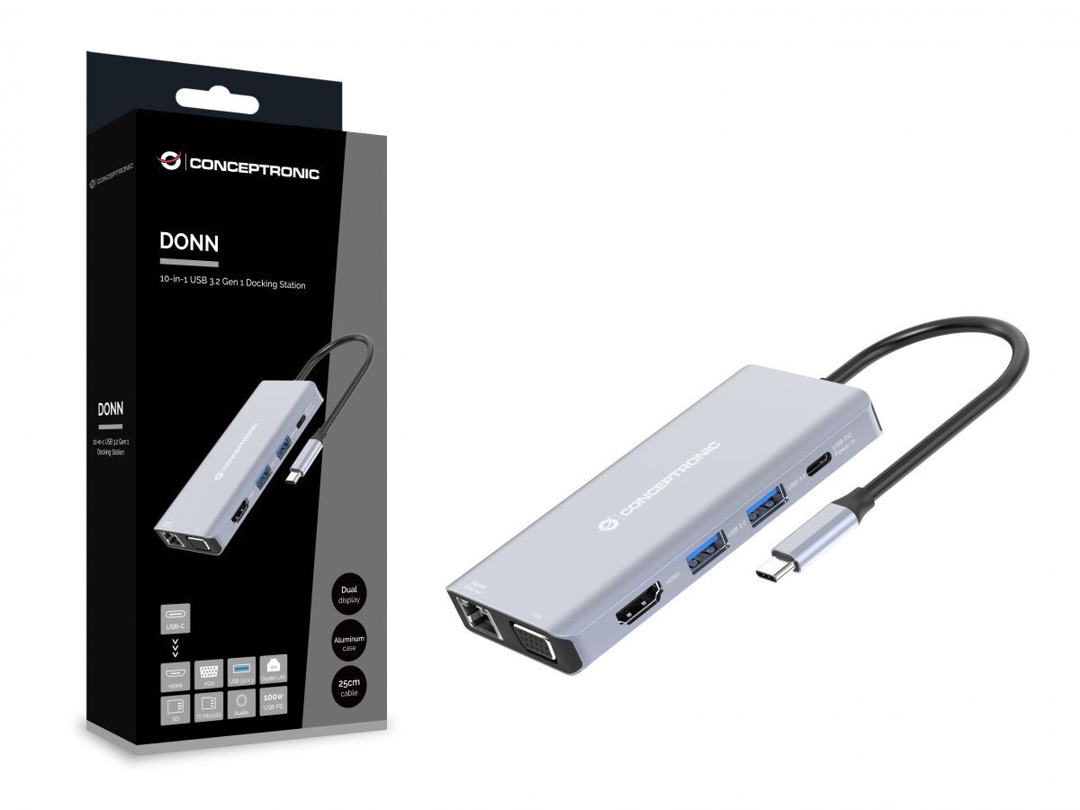 Conceptronic  DONN20G Docking Station Grey