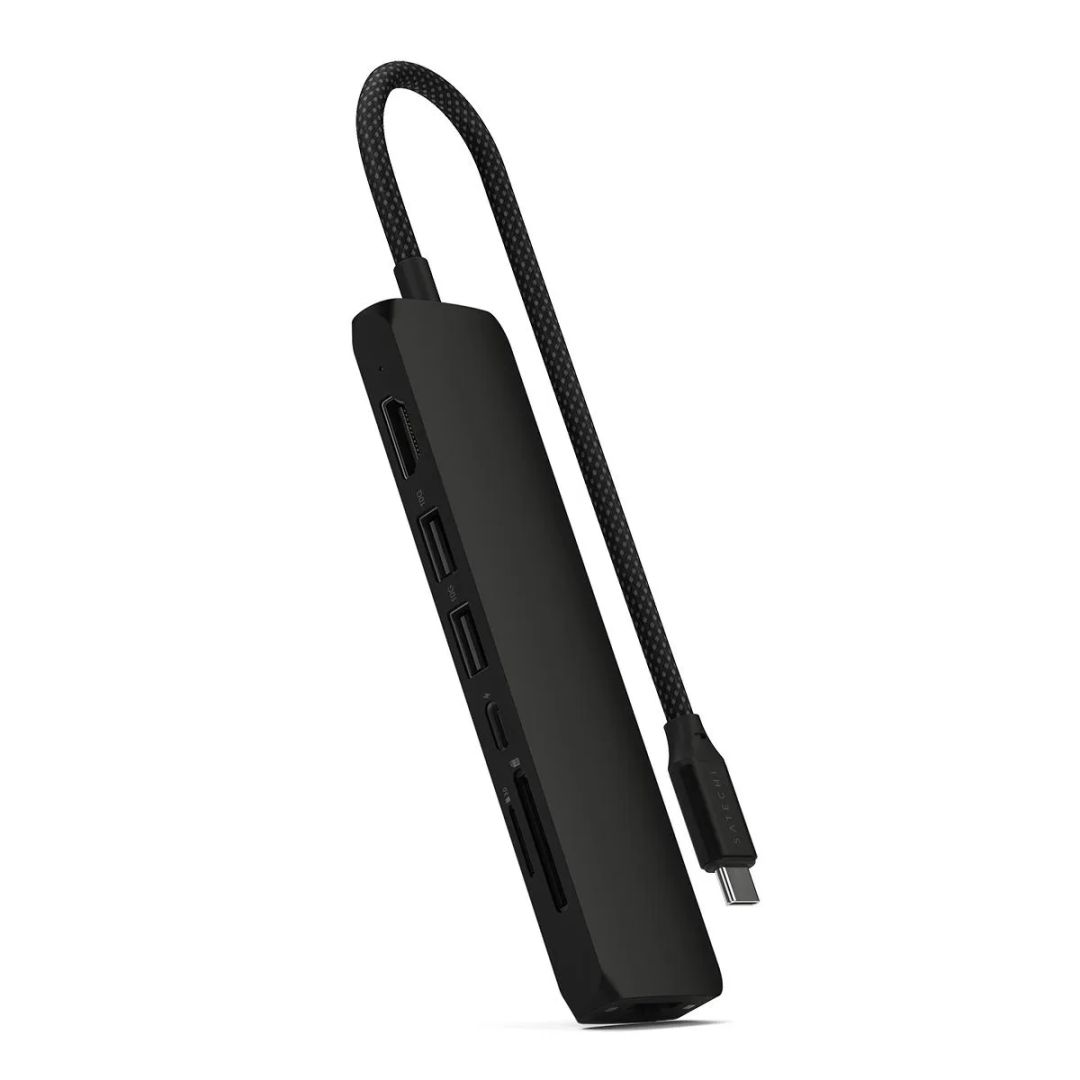 Satechi 7-in-1 USB-C Slim Multiport Adapter with Ethernet Black