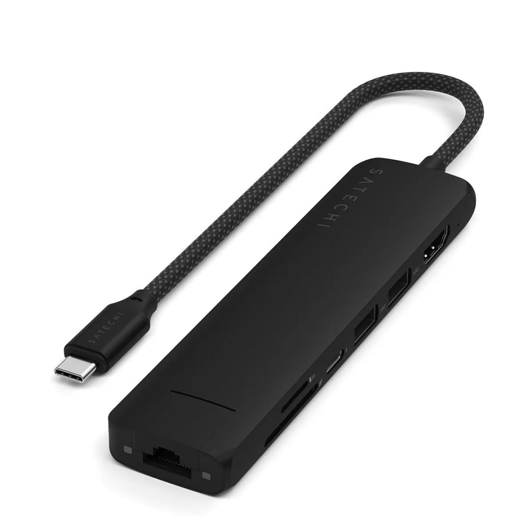 Satechi 7-in-1 USB-C Slim Multiport Adapter with Ethernet Black