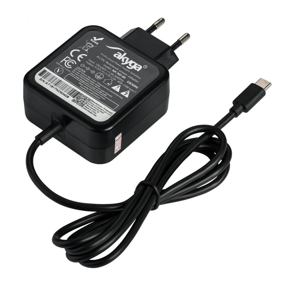 Akyga AK-ND-60 5-20V / 3A 45W Type-C univerzális hálózati notebook töltő