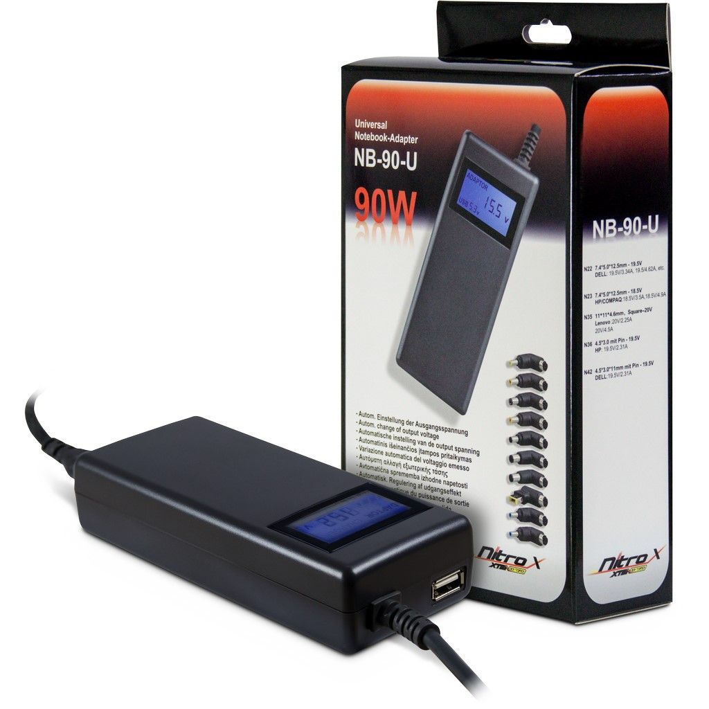 Inter-Tech Nitrox NB-90U REV.2.0 12-22V / 5A 90W univerzális hálózati notebook töltő