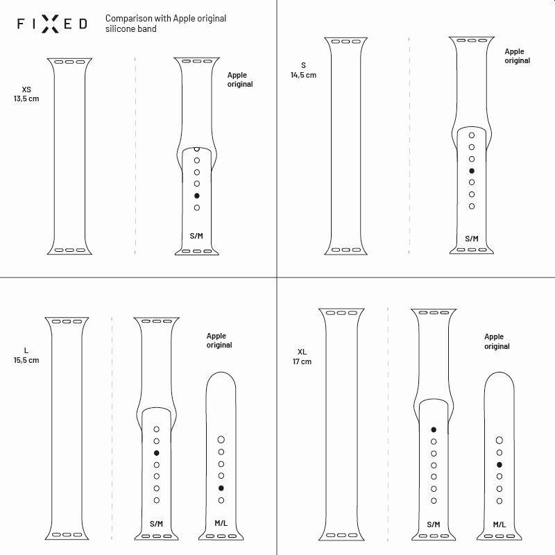 FIXED szilikon szíj Apple Watch 42/44mm, L méret, fekete