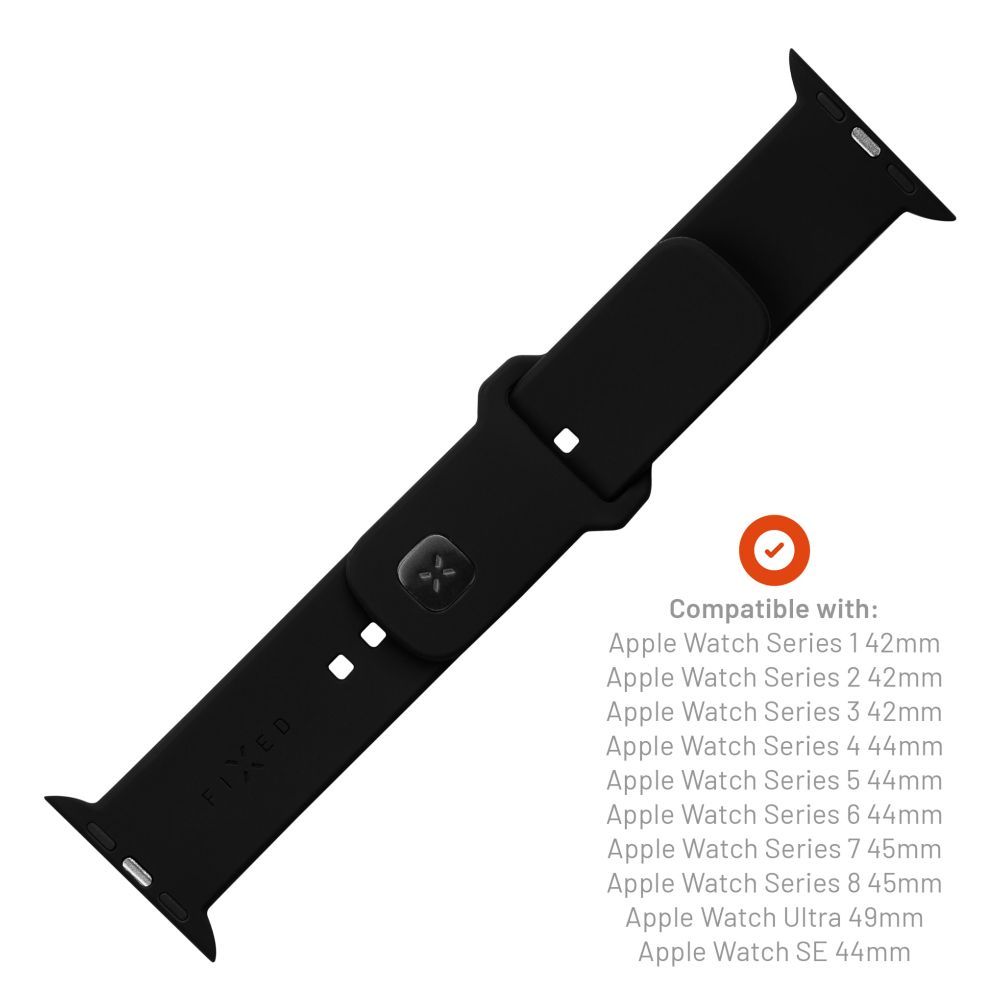 FIXED Sporty szilikon szíj az Apple Watch Ultra 49mm-es okosórákhoz , fekete
