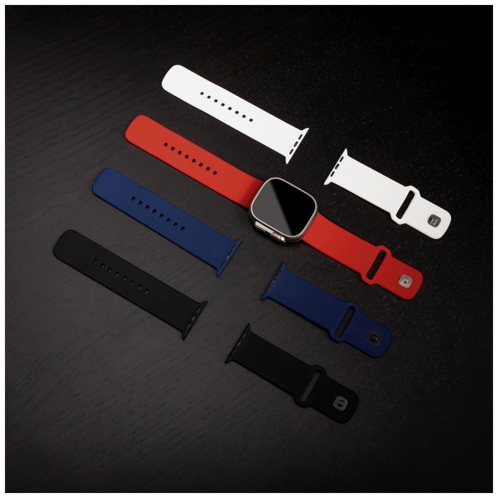 FIXED Sporty szilikon szíj az Apple Watch Ultra 49mm-es okosórákhoz , fekete