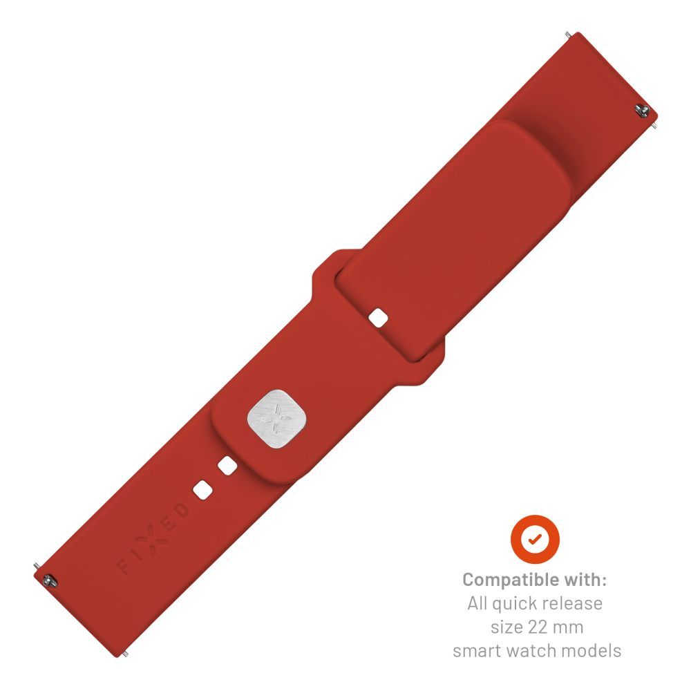 FIXED Sporty szilikon szíj gyors kioldóval 22mm-es okosórákhoz, piros