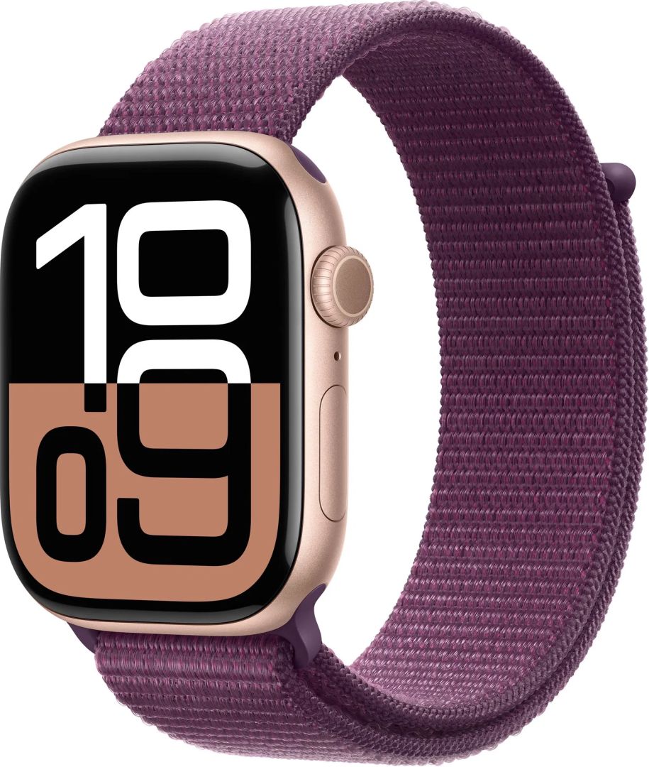 Apple Watch S10 Cellular 46mm Rose Gold Alu Case with Plum Sport Loop