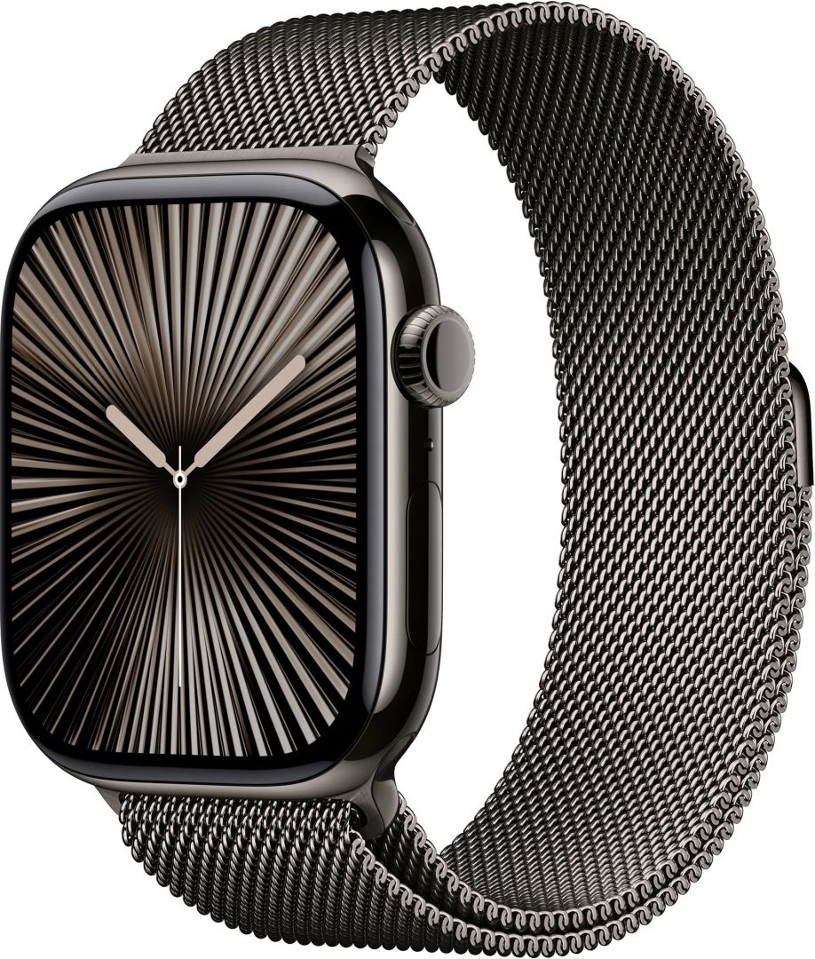 Apple Watch S10 Cellular 46mm Slate Titanium Case with Slate Milanese Loop S/M