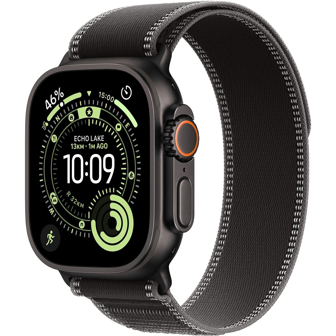 Apple Watch Ultra 3 Cellular 49mm Black Titanium Case with Black/Charcoal Trail Loop M/L