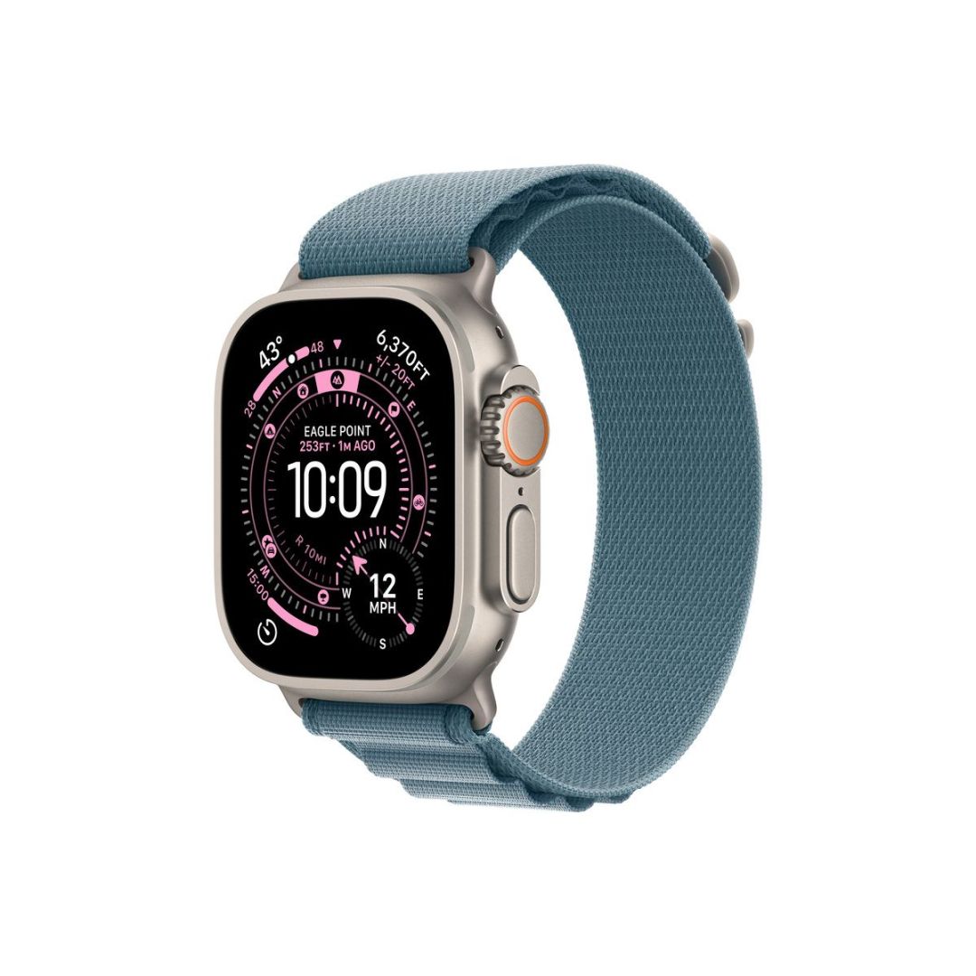 Apple Watch Ultra 3 Cellular 49mm Natural Titanium Case with Light Blue Alpine Loop Large