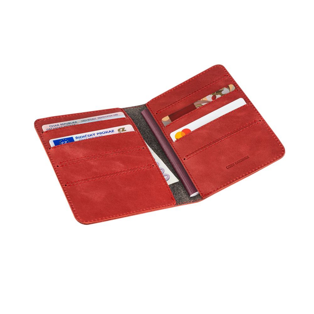 FIXED Passport valódi bőr  pénztárca, piros