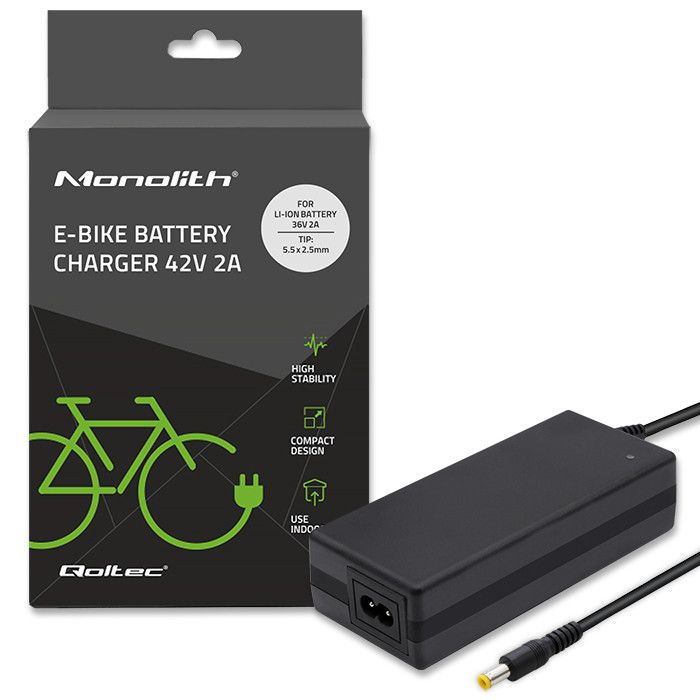 Qoltec Charger for E-bike Electric Scooter Black