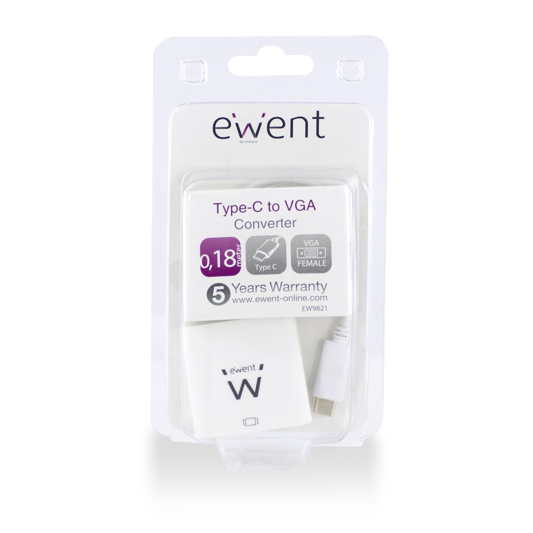 Ewent EW9821 Converter type-C to VGA f. 0,15m White