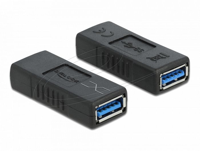 DeLock USB 3.0 Adapter Type-A female to Type-A female (crossed) Black