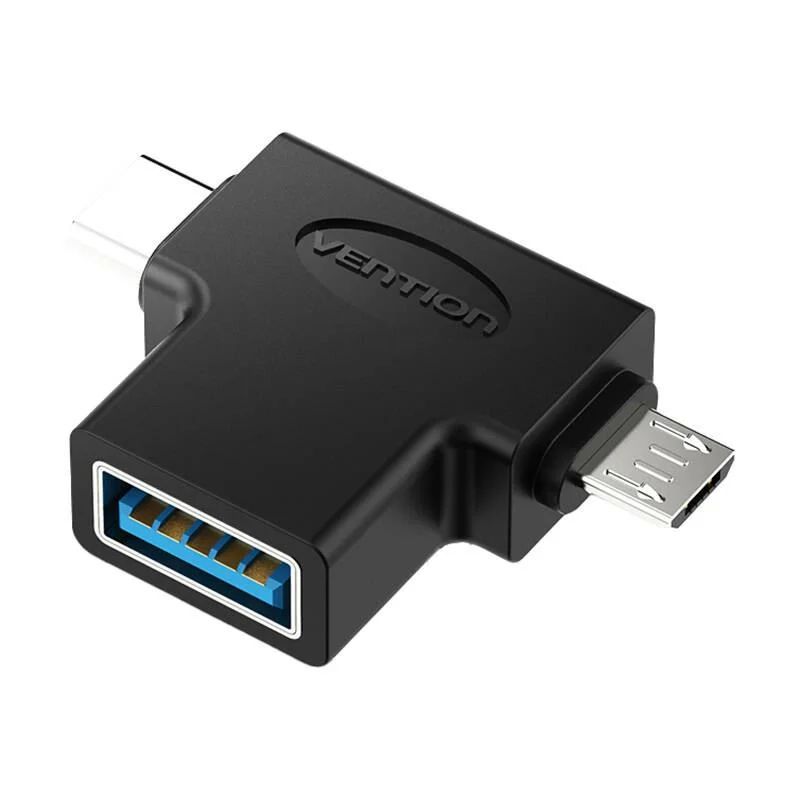 Vention USB-A -> USB-C/Micro OTG adapter Black