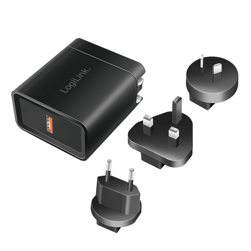 Logilink USB socket travel adapter for QC 3 18W Black