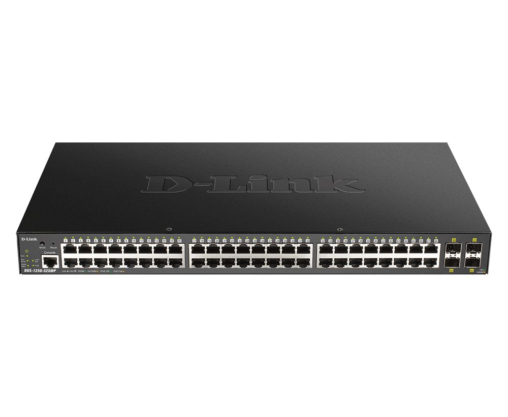 D-Link DGS-1250-52XMP 52-Port 10-Gigabit Smart Managed PoE Switch