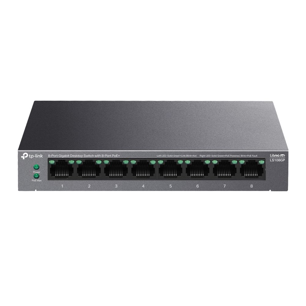 TP-Link LS108GP 8-Port Gigabit Desktop Switch with 8-Port PoE+