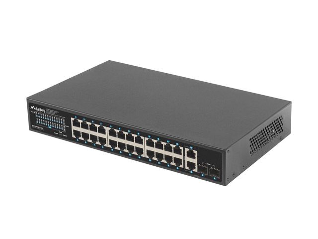 Lanberg 24X 1GB POE+/2X GB 2X SFP RACK 19
