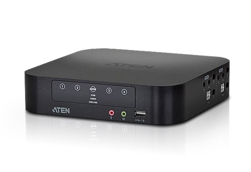 ATEN 4-Port USB Mini DisplayPort/Audio Dual Display KVMP Switch + Cables