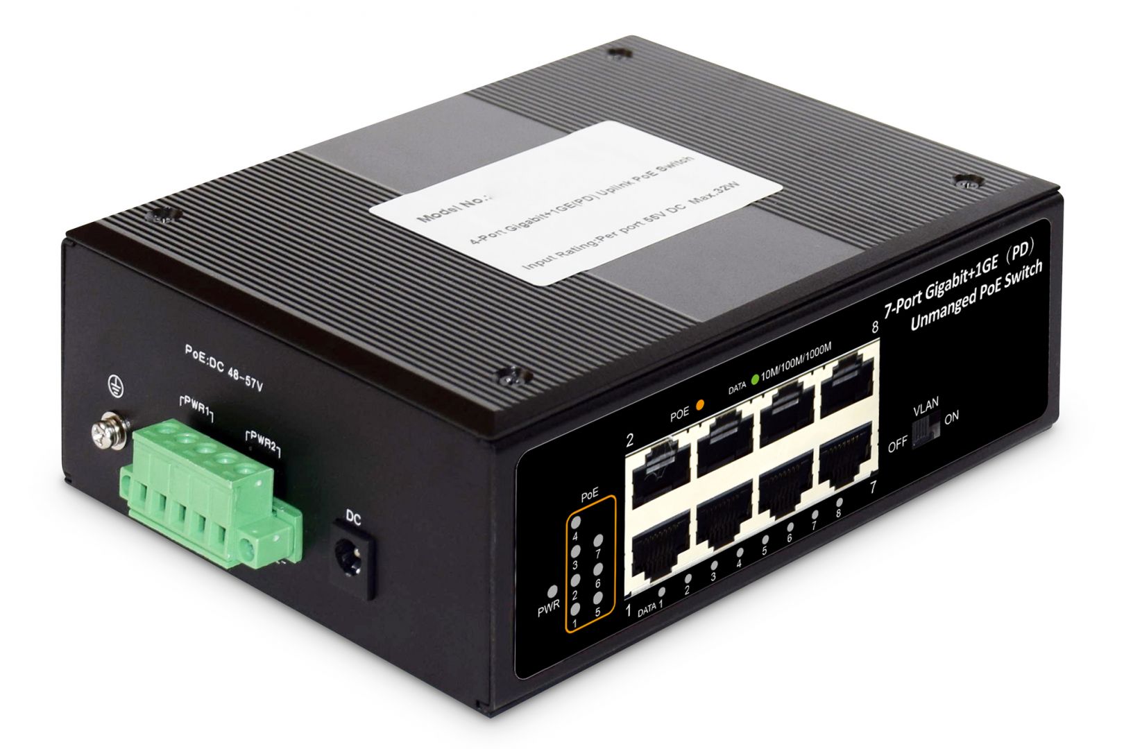 Digitus Industrial 7-port Gigabit PoE+Switch+1 PD-port