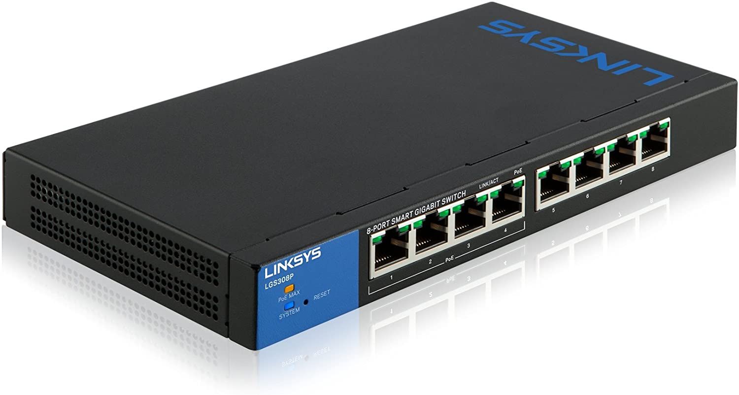 Linksys LGS310MPC 8-Port Managed Gigabit PoE+ Switch with 2 1G SFP Uplinks 110W