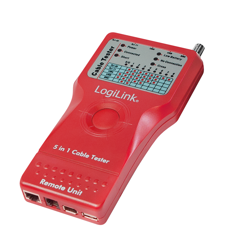 Logilink 5-in-1 with Remote Unit cabel tester Red