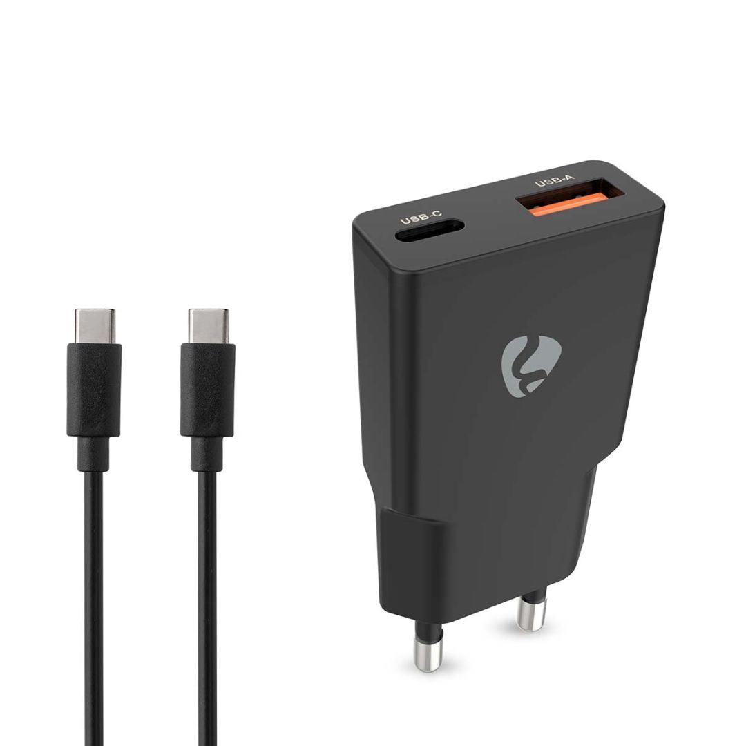 Nedis Wall Charger 20W PD 3.0 with 1,5m USB-C cable Black