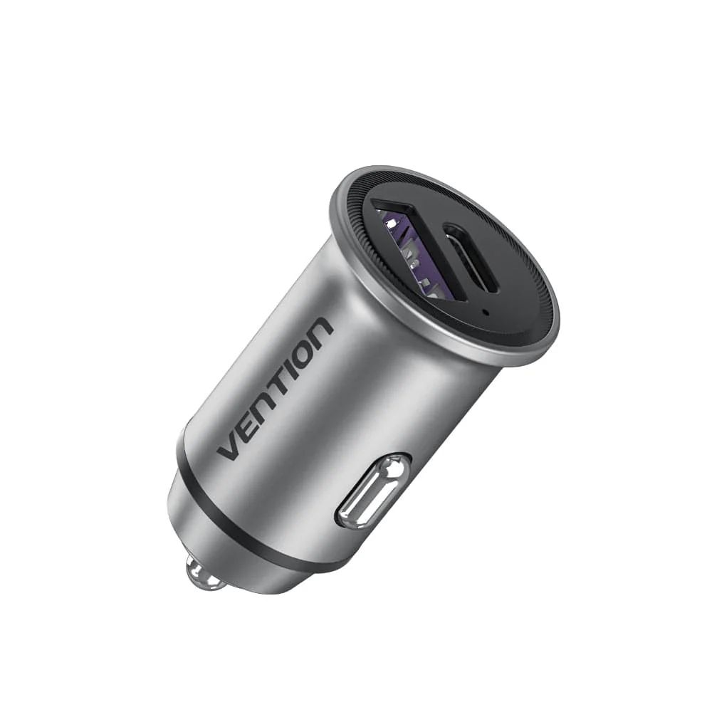 Vention Car charger USB-A+C 2port 30W Grey
