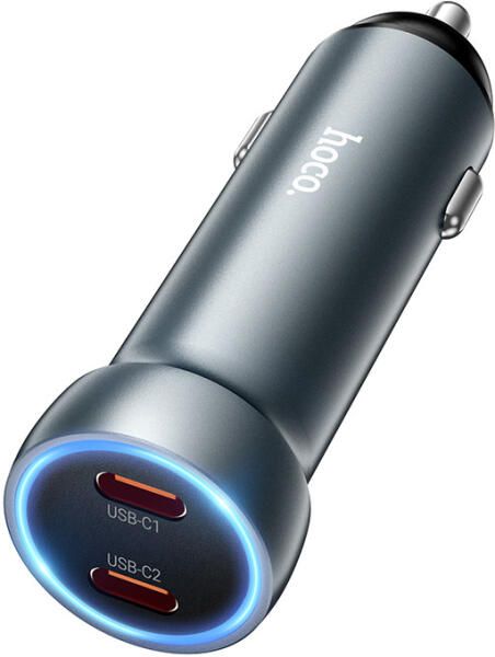 Hoco 60W USB-C PD 30W+30W Car Charger Grey