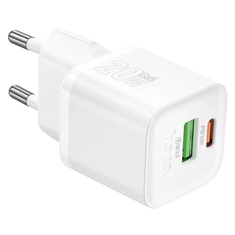 Hoco N65 Ingenious PD20W+QC3.0 USB-C, USB-A Charger White