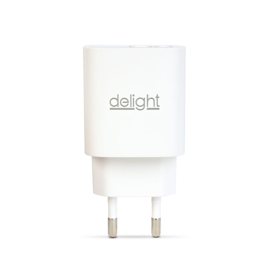 Delight USB Type-C + USB A PD20W Fast charger 20W White