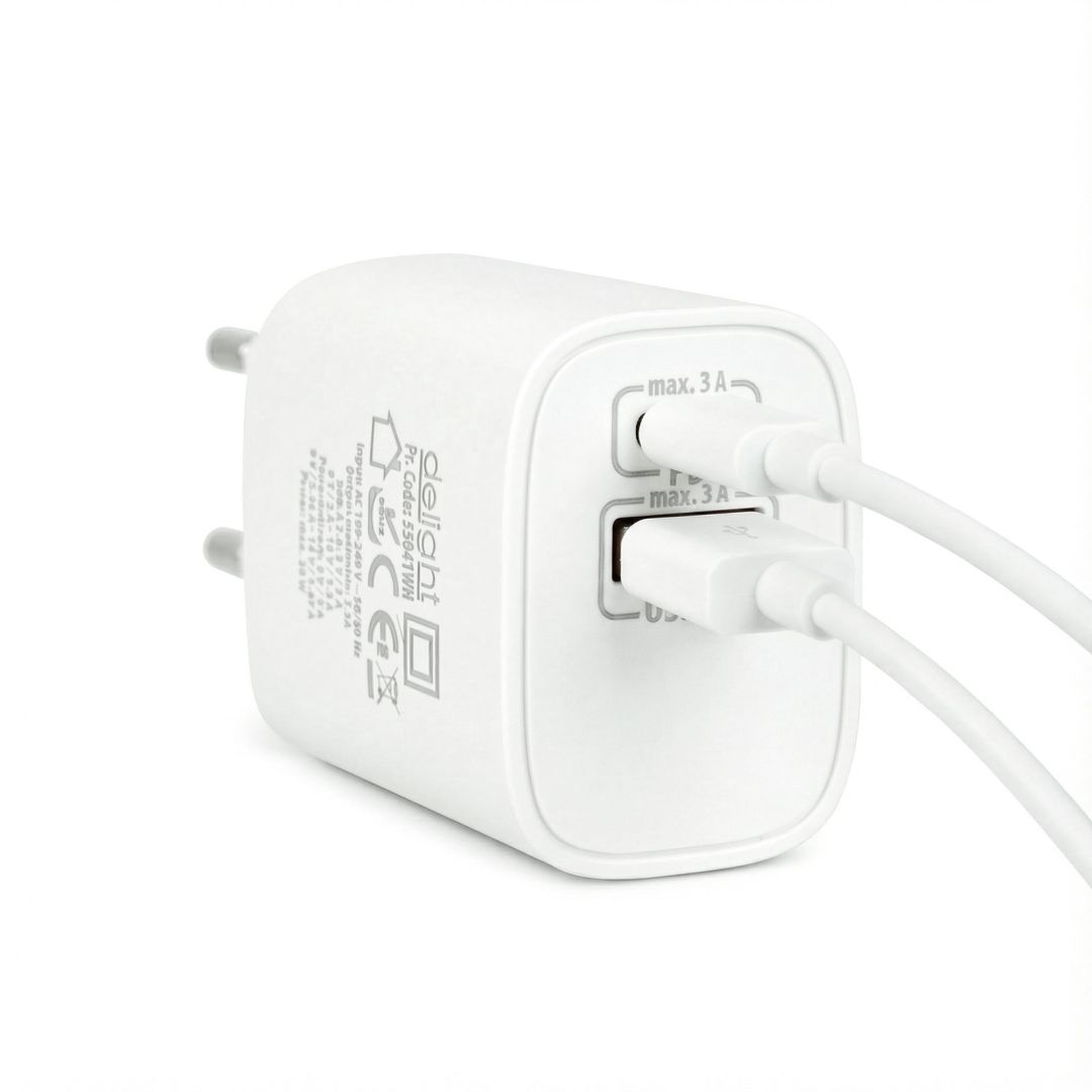 Delight USB Type-C + USB A PD20W Fast charger 20W White