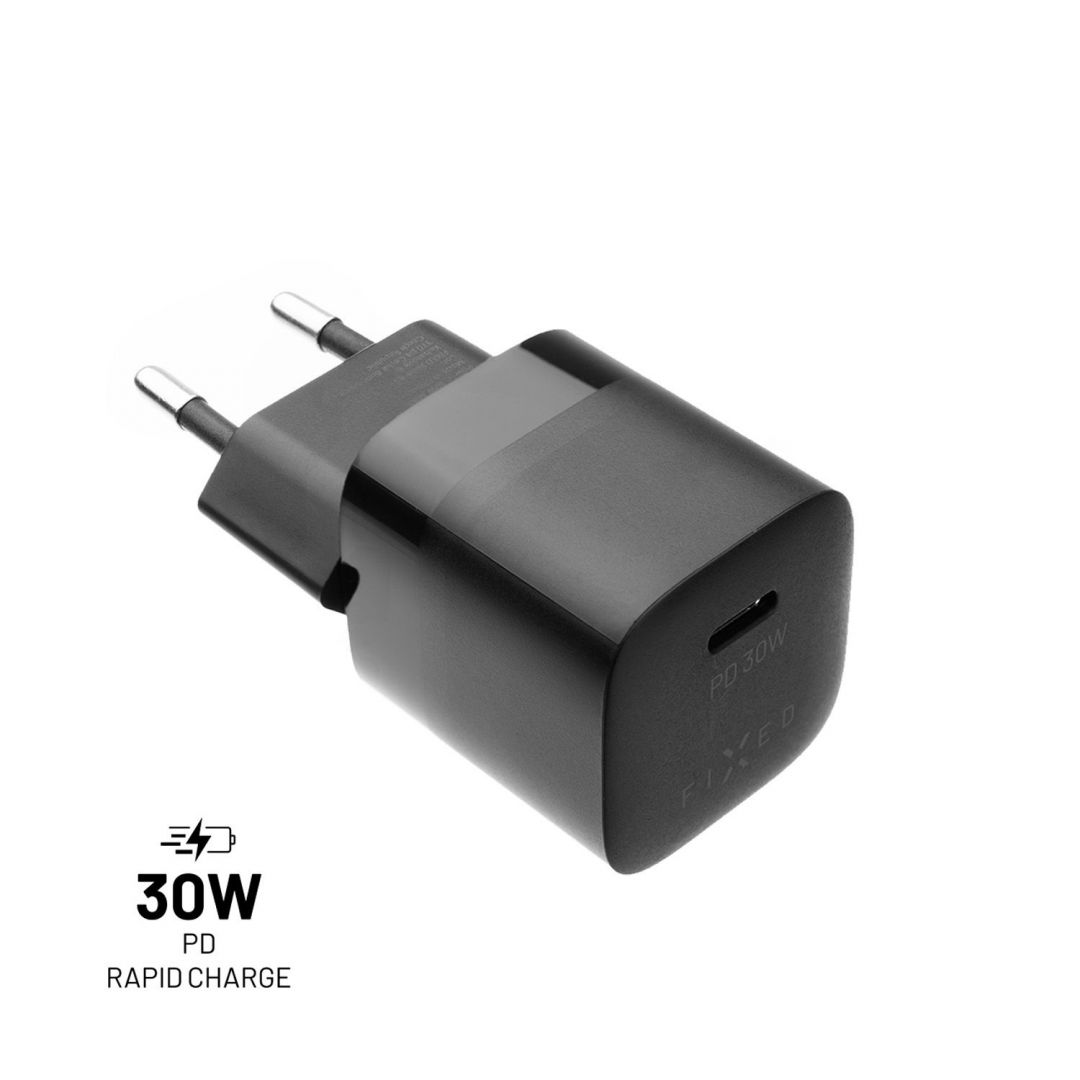 FIXED Mini USB-C Travel Charger 30W, Fekete