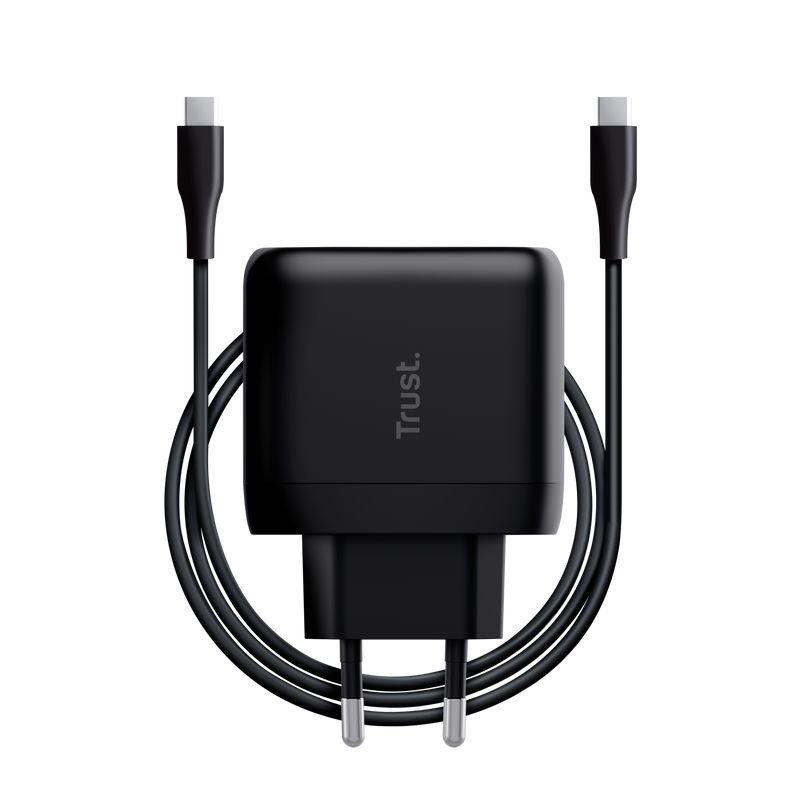 Trust Maxo Compact 65W USB-C Charger with included 2m USB-C cable Black