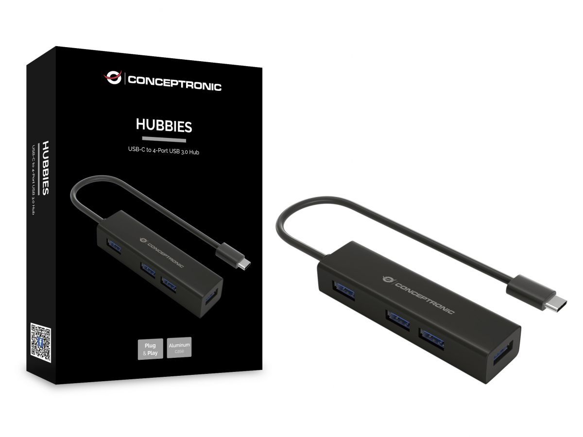 Conceptronic  4-Port USB-C HUB Black