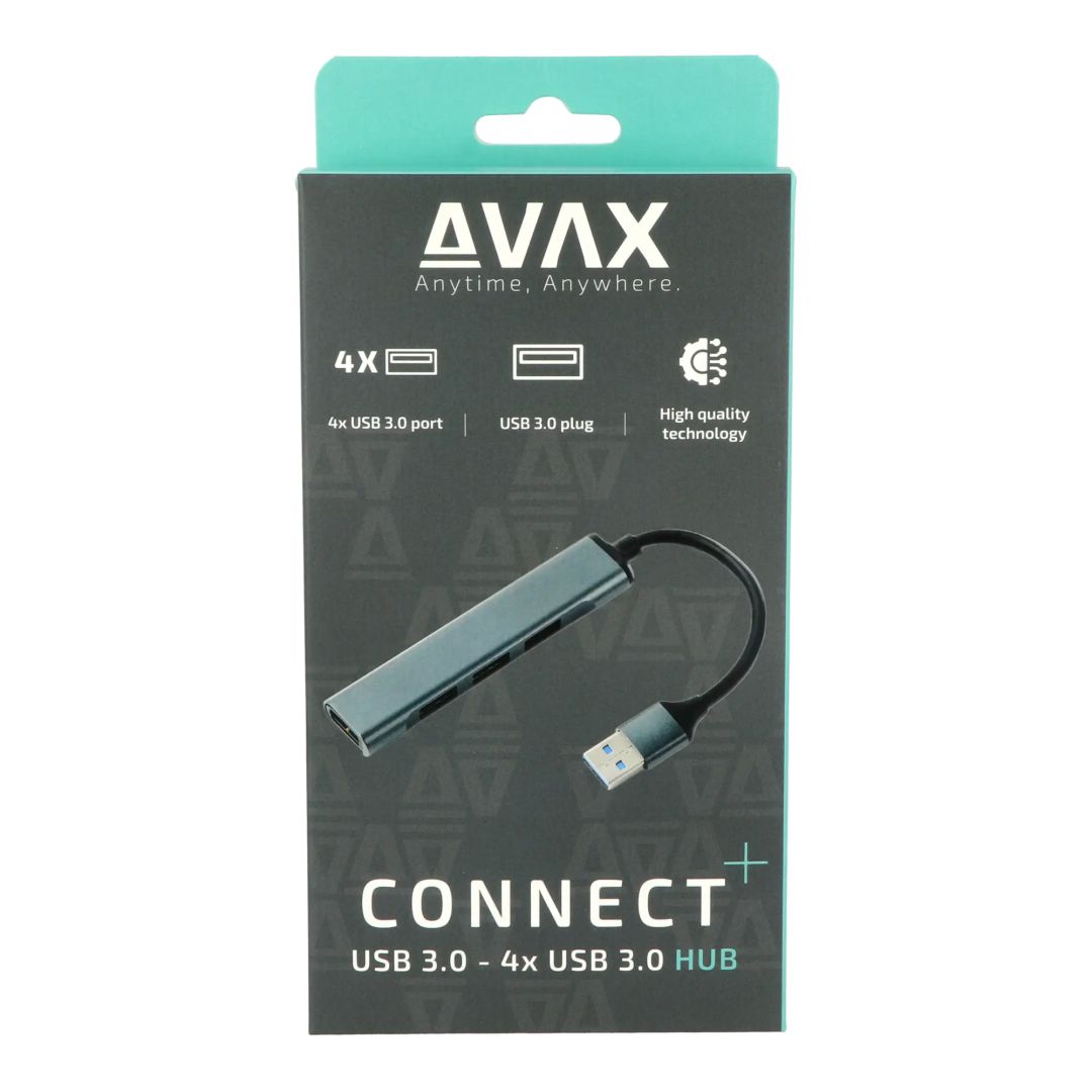 Avax HB600 CONNECT+ 4-port USB3.0 HUB Black