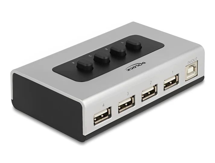 DeLock 4-portos USB2.0 HUB with Switches Silver/Black