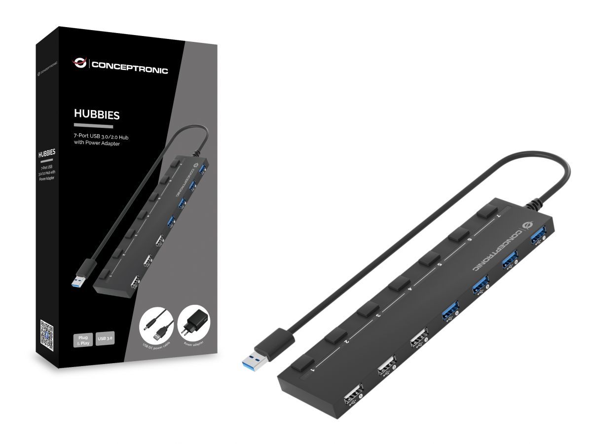 Conceptronic  7-Port USB 3.0/2.0 HUB Black