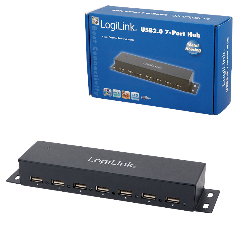 Logilink USB 2.0 hub 7-port Metal