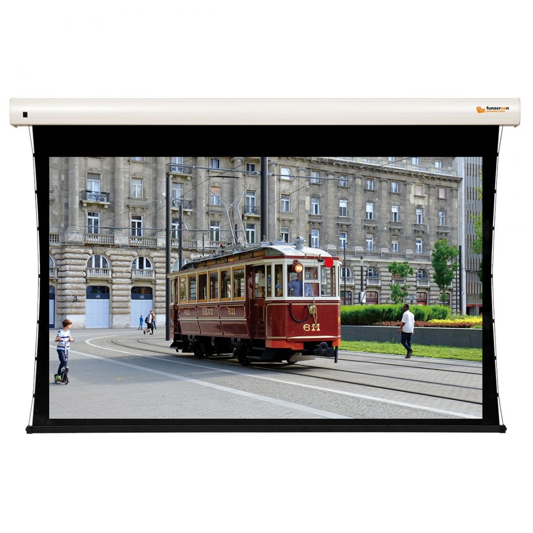 Funscreen Pro Matt White Tensioned Motor 124x229 cm Format 16:9 Premium Plus PT