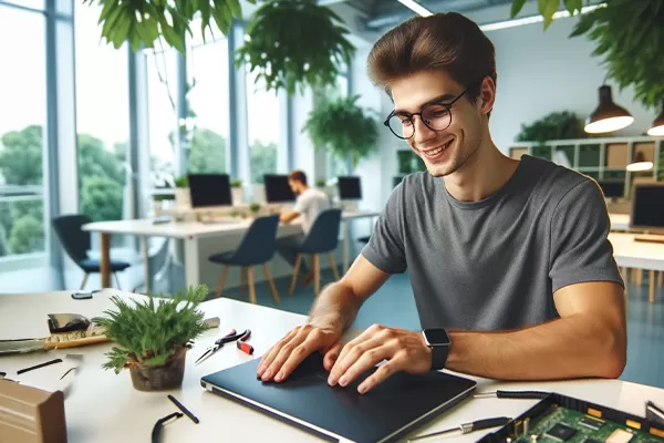 Laptop szervizes munkatárs