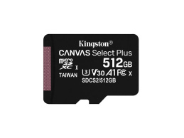 Kingston 512GB microSDXC Canvas Select Plus Class 10 100R A1 V30 C10 Card adapter nélkül